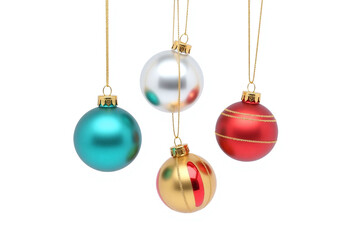 row of christmas ornaments hanging from a string