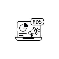 Ads Report icon design with white background stock illustration