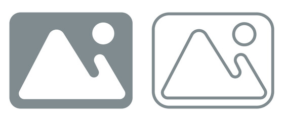 Flat picture placeholder symbol for the app, website, or user interface design. No found or available image in the gallery or album. No photo thumbnail graphic element. white background