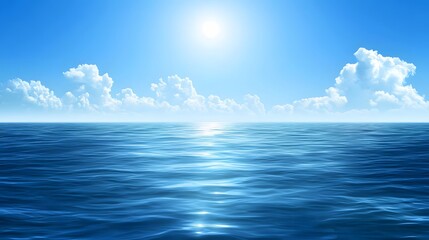 Obraz premium Vast Ocean Under A Bright Sunlight With Clear Blue Skies And Gentle Waves In Horizon