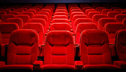 Fototapeta premium Rows of red seats in the cinema