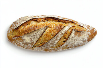 slice of bread top view isolated on white background