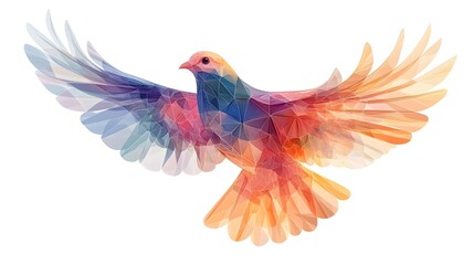 Obraz premium Vibrant Polygonal Bird in Flight Symbolizing Nature s and Transformation