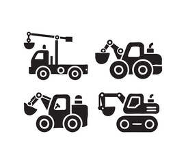 set of construction vehicle icons