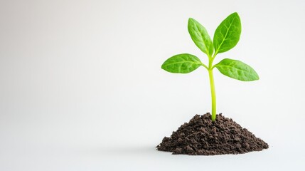 Naklejka premium Fresh green seedling emerging from rich soil