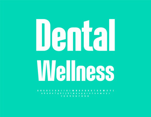 Vector health icon Dental Wellness. Elegant White Font. Trendy Minimalistic Alphabet Letters and Numbers