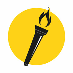 Torch with Flame Icon Vector Design.