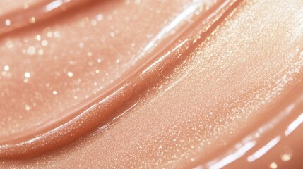 Fototapeta premium Close-up of shiny beige lip gloss.