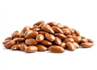 Fototapeta premium Pile of Almond Nuts on White Background for Healthy Eating Concepts