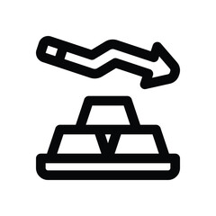 gold decrease line icon. Clean and minimalist vector icon for websites, mobile apps, presentations, and logos. Fully scalable and customizable for any project.