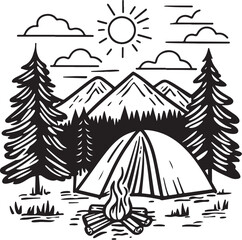 Mountain Camping Vector Bundle 