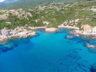 Blue sea and green vegetation in Sardinia