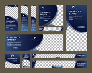 Creative Abstract Banner Design Web Template Set | Horizontal Header Web Banner | Modern Gradient Blue Cover for Website, Social Media, Ads, Flyer & Invitation Card







