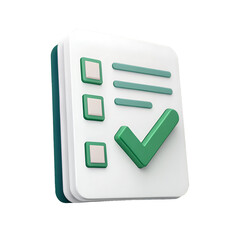 3D Rendered Check Mark Document Icon