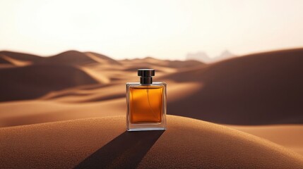 Perfume bottle in desert sands.