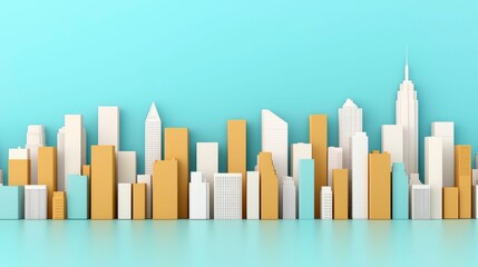 Obraz premium The Manhattan skyline warped and bent in a surreal style, with towering skyscrapers leaning and curving, creating an otherworldly cityscape , Minimalism Clean and clear background color, high
