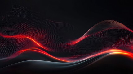 Abstract waves of red and black flow gracefully, creating a dynamic visual rhythm in a digital landscape