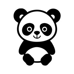 vector illustration of black panda icon in white backgrourd