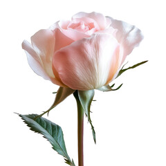 Delicate Pink Rose on Black Background on a white background.