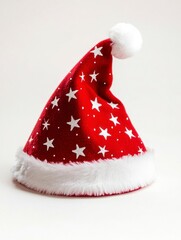 Festive Santa Hat with Star Design on a White Background