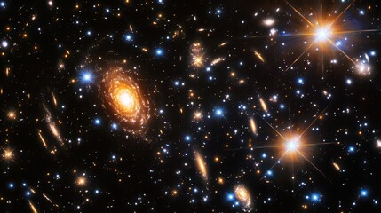 Fototapeta premium A black hole pulling in light from a nearby star, creating a stunning visual of gravitational lensing 