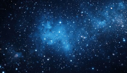 Obraz premium Abstract Cosmic Event: Shimmering Silver Confetti in Deep Blue Starry Sky - Digital Illustration