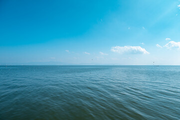 Blue sky and lake scenery