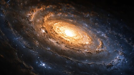 Fototapeta premium A cosmic whirlpool of stars and debris near a black hole, swirling around the event horizon