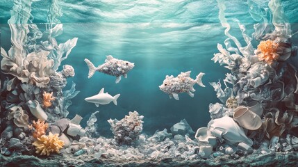 Ocean Pollution Plastic Fish Underwater Coral Reef