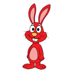A playful red Easter rabbit with a goofy grin, big floppy ears, and wide eyes, bringing laughter and joy with its silly antics. A fun twist on the classic Easter bunny!