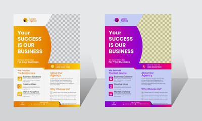 Naklejka premium Colorful Corporate business flyer design, A4 for business proposal, abstract flyer, promotion, cover page, publication, corporate trendy style .