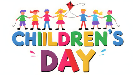 Whimsical Children's Day Design – Playful Stick Figures & Bright Typography