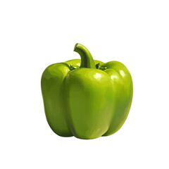 Fresh Green Bell Pepper on Black Background on white background
