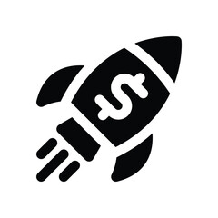 rocket glyph icon. Strong and solid vector icon for websites, mobile interfaces, presentations, and visual branding. High quality and easy to edit.