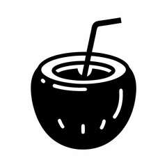 Coconut Drink with Straw Vector Design.