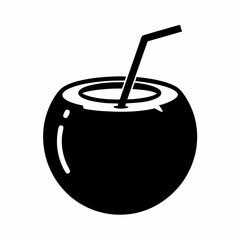 Coconut Drink with Straw Vector Design.