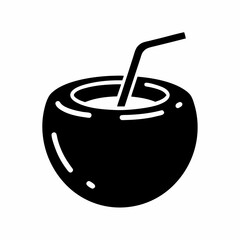 Coconut Drink with Straw Vector Design.