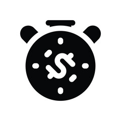 stopwatch glyph icon. Strong and solid vector icon for websites, mobile interfaces, presentations, and visual branding. High quality and easy to edit.