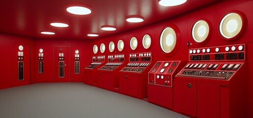 Red Control Room Interior