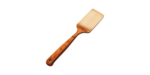 Wooden Spatula With Metal Blade. Essential Kitchen Utensil For Cooking And Baking Isolated On Transparent Background