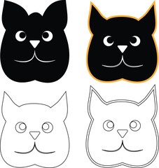 Simple cat head illustration set design