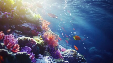 Naklejka premium Vibrant coral reef with fish.