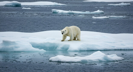 Polar Bear Melting Ice Floe Climate Change