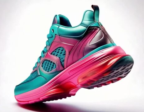 Chaussure de sport moderne turquoise et rose