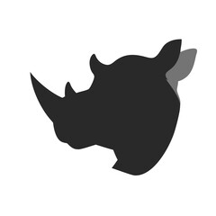 vector illustration of black rhino head icon in white backgrourd
