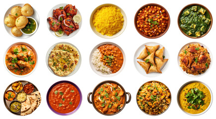 PNG Colorful Indian cuisine variety, element set on transparent background