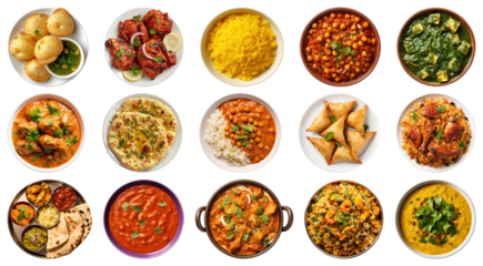 PNG Colorful Indian cuisine variety, element set on transparent background