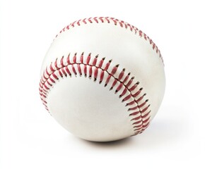 Close Up of Baseball with Red Stitching on White Background