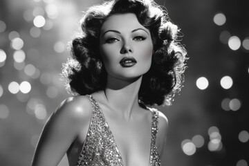 Classic black and white portrait of a glamorous actress