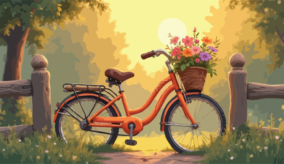 Fototapeta premium A Bicycle Ride into Sunset